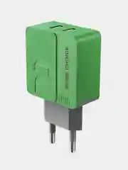 Зеленый сетевое зарядное устройство More Choice NC46a, 2 USB 2.4A, с кабелем Type-C