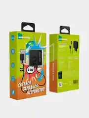 Черный сетевое зарядное устройство More Choice NC46a, 2 USB 2.4A, с кабелем Type-C