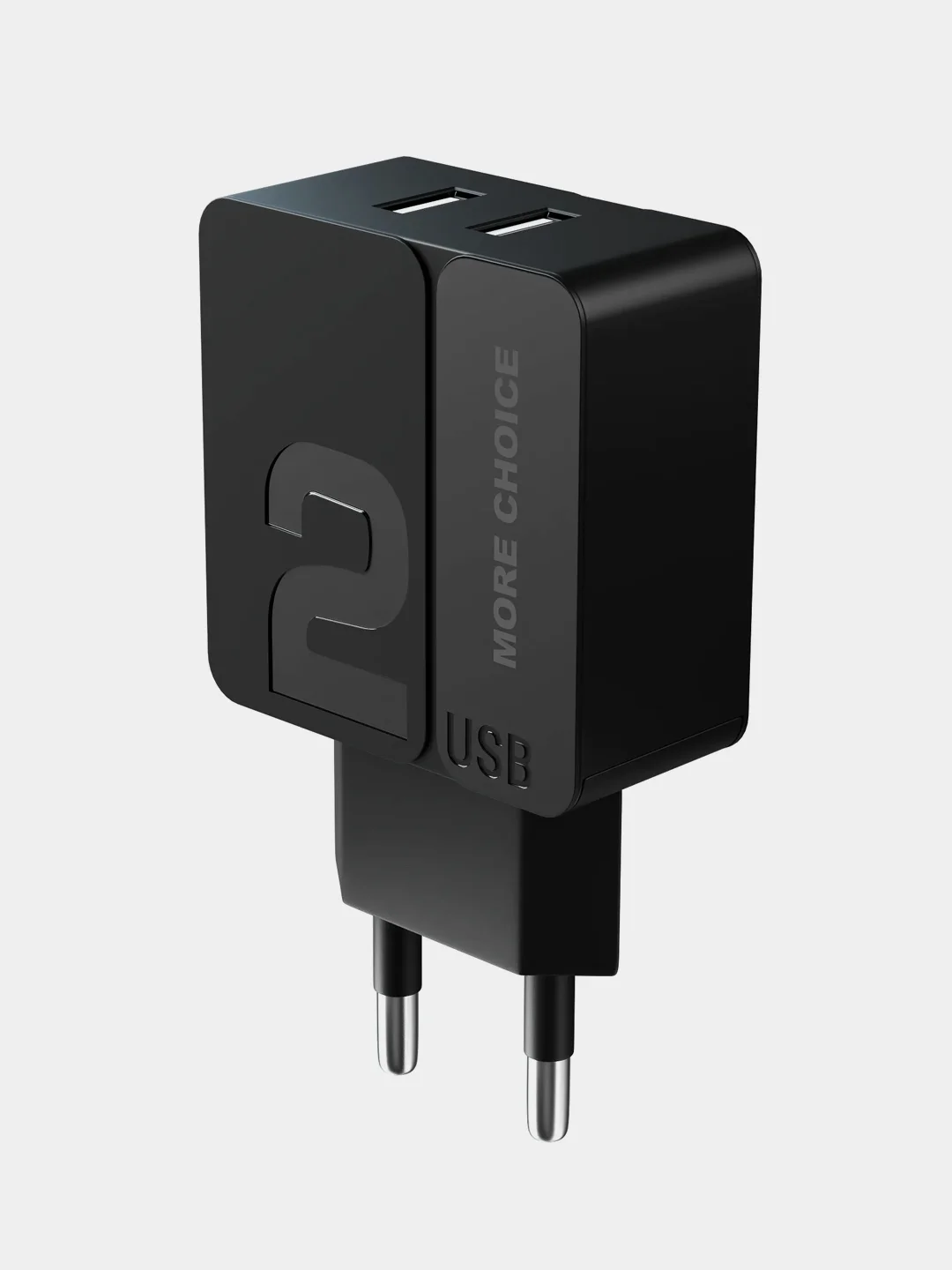 Черный сетевое зарядное устройство More Choice NC46a, 2 USB 2.4A, с кабелем Type-C