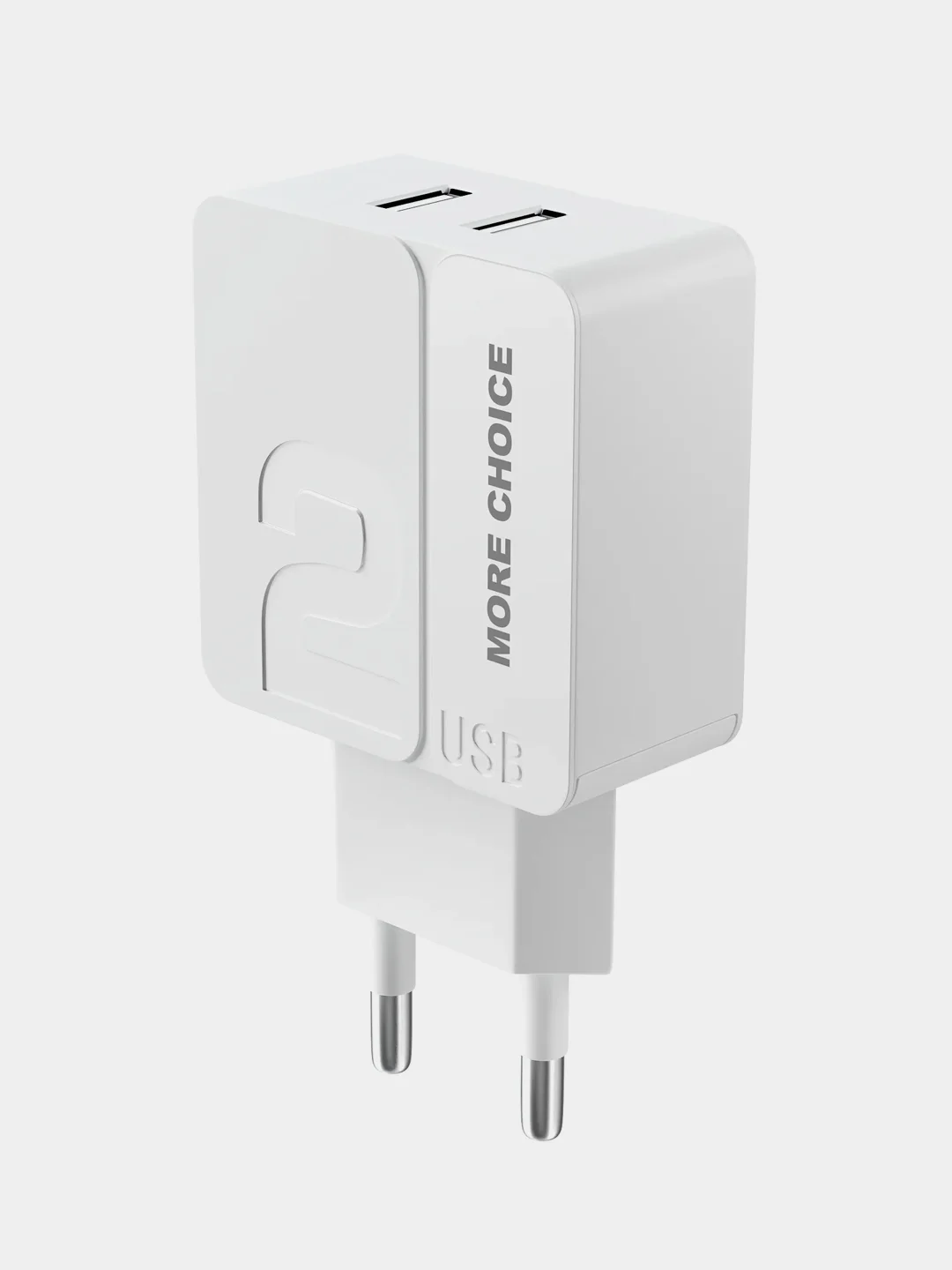 Белый сетевое зарядное устройство More Choice NC46a, 2 USB 2.4A, с кабелем Type-C