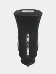 Черный автомобильное зарядное устройство More choice AC23i, 2 USB 2.4A, с кабелем Lightning
