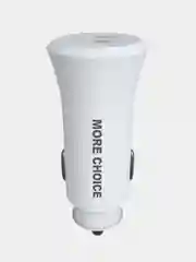 Белый автомобильное зарядное устройство More choice AC23i, 2 USB 2.4A, с кабелем Lightning