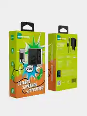 Черный сетевое зарядное устройство More Choice NC46m, 2 USB 2.4A, с кабелем micro USB