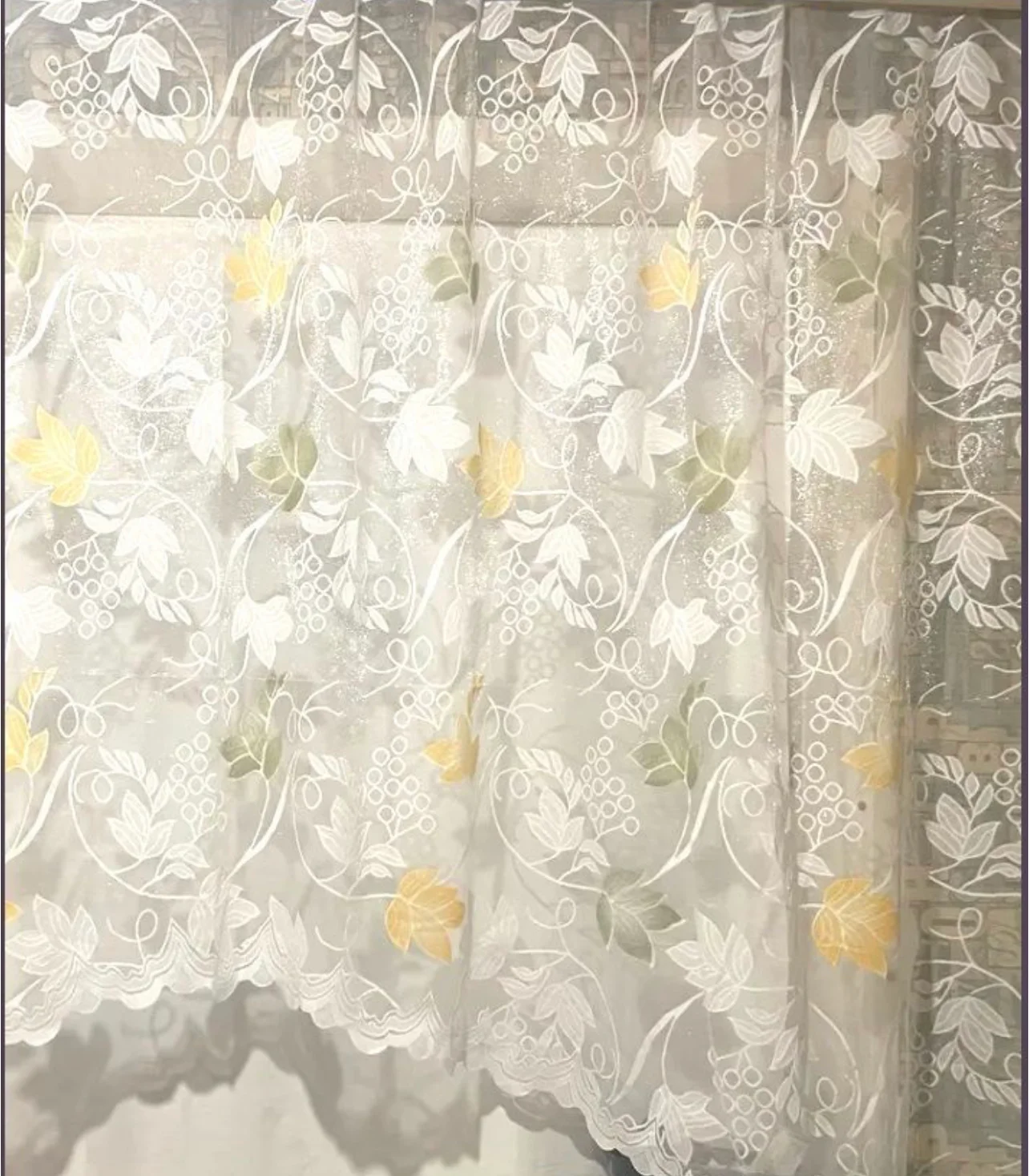 Тюль готовая на кухню жаккард