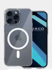 Прозрачный чехол MagSafe для iPhone 15 Pro, Max, Plus пластиковый с силиконом ROSCO и защитой камер