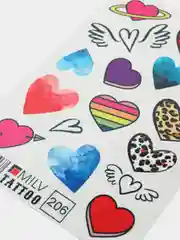 Татуировка на тело "Разные сердечки", 10 х 15 см