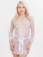 Белый халат женский, кружевной, домашний