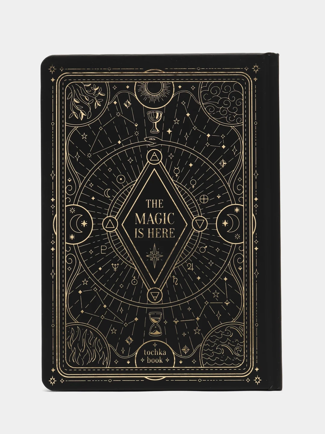 Черный блокнот в точку А5 48 листов. Точкабук "Magic" с холодным тиснением. Проф-Пресс