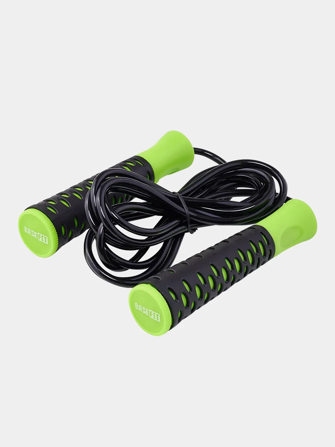 Зеленый скакалка BASEFIT RP-103 PVC, 3,05 м, с нескользящей ручкой