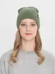 Зелёный хаки шапка женская, бини, , с подкладом, на флисе