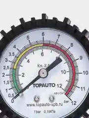 Манометр для пистолета накачки Топ Авто, резьба М10*1 / 12Бар, в резиновом чехле