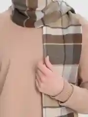 Хаки шарф в клетку, женский