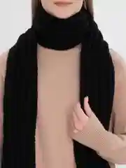 Черный шарф женский вязаный зимний белый