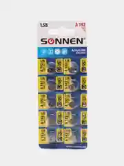Батарейки алкалиновые таблетка комплект 10 штук, Sonnen Alkaline 192A (G3, Lr41), 880788