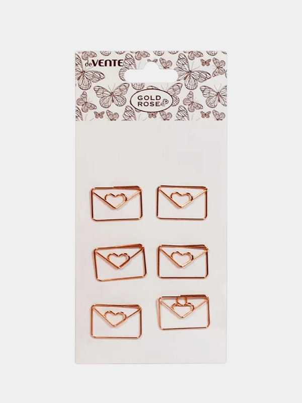 Скрепки металлические "deVENTE. Gold Rose. Envelope" розовое золото 33x23 мм, 6 шт