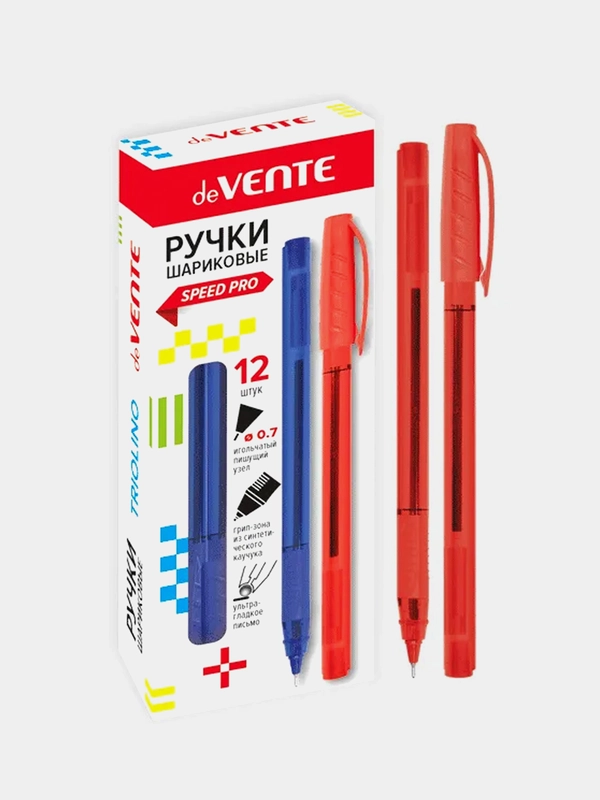 Ручка шариковая "deVENTE. Triolino Translucent" серия Speed Pro, d=0,7 мм,  красная,12шт