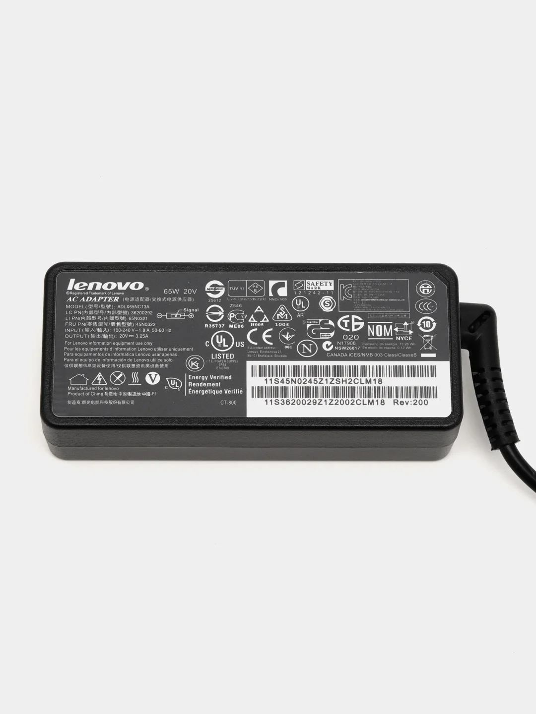Блок питания, сетевой адаптер, для ноутбуков Lenovo 20V, 3.25A, 65W, 4.0 х 1.7