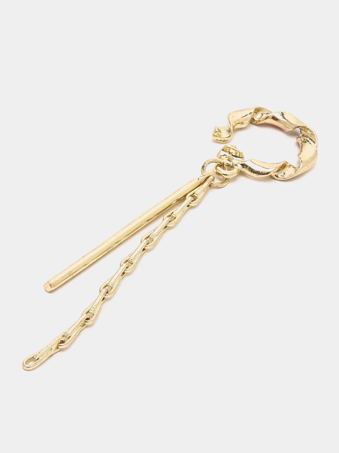 Золотой каффы серьги c подвеской и цепочкой "Tassel", серьги женские каффы без прокола, бижутерия