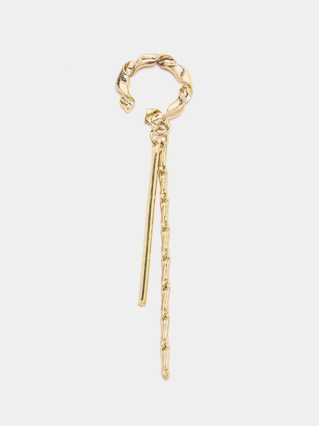 Золотой каффы серьги c подвеской и цепочкой "Tassel", серьги женские каффы без прокола, бижутерия