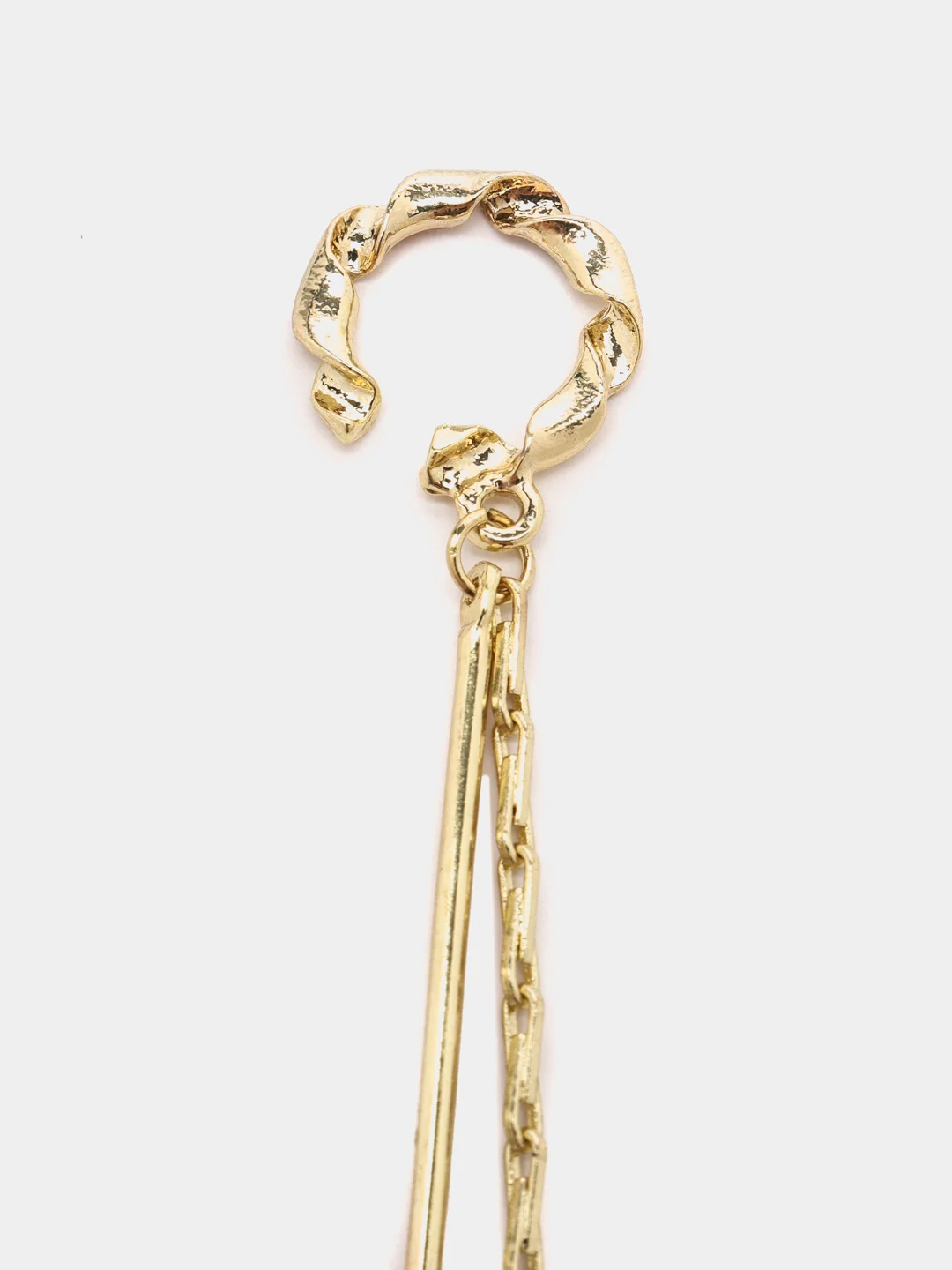 Золотой каффы серьги c подвеской и цепочкой "Tassel", серьги женские каффы без прокола, бижутерия
