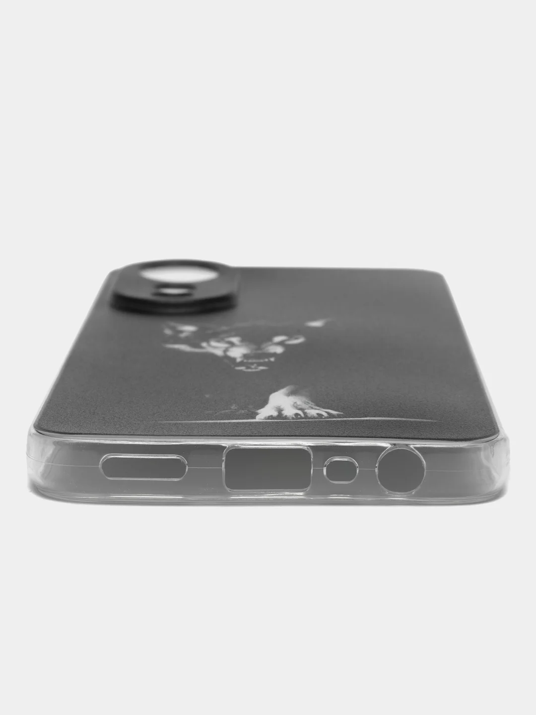 Серый меланж силиконовый чехол на Oppo A78 4G (Оппо А78 4G), прозрачный, с рисунком, защита камеры