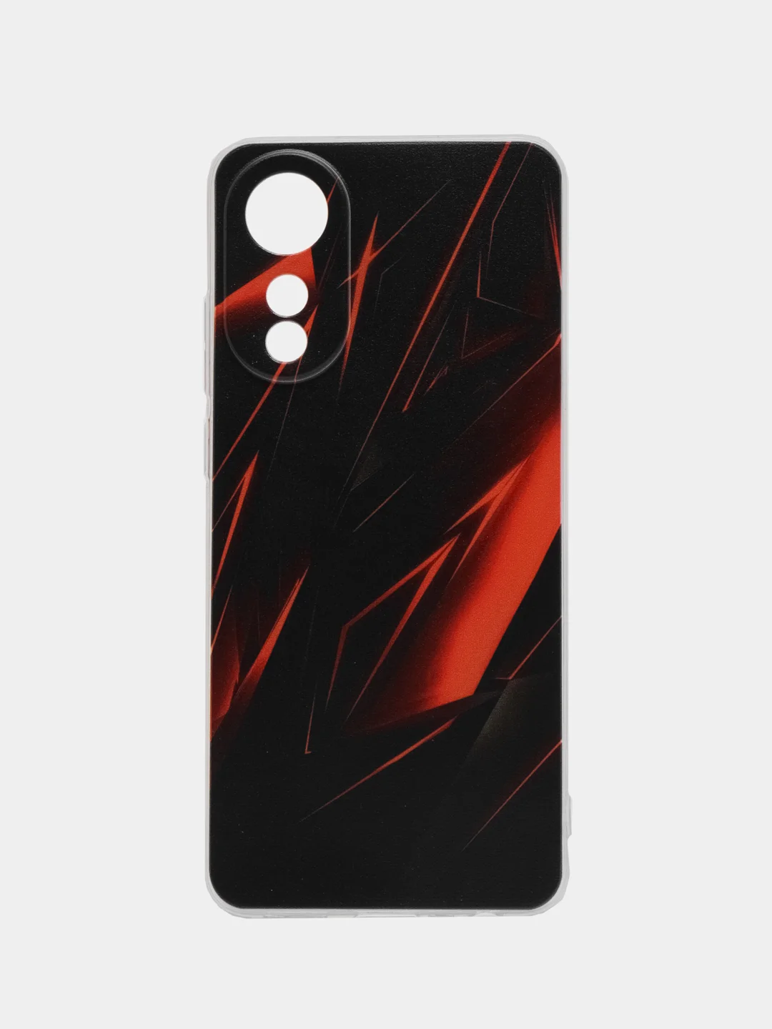 Красный силиконовый чехол на Oppo A78 4G (Оппо А78 4G), прозрачный, с рисунком, защита камеры