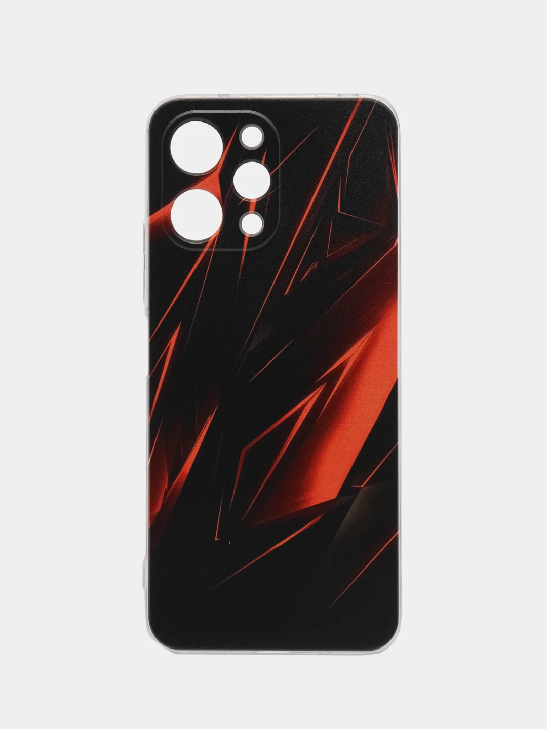 Красный силиконовый чехол на Xiaomi Redmi 12 (Редми 12), прозрачный, с рисунком, защита камеры