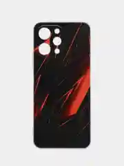 Красный силиконовый чехол на Xiaomi Redmi 12 (Редми 12), прозрачный, с рисунком, защита камеры