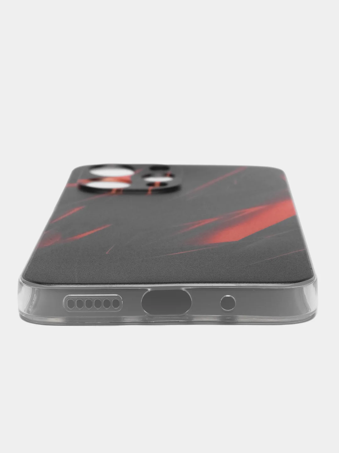 Красный силиконовый чехол на Xiaomi Redmi 12 (Редми 12), прозрачный, с рисунком, защита камеры