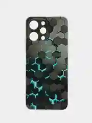 Бирюзовый силиконовый чехол на Xiaomi Redmi 12 (Редми 12), прозрачный, с рисунком, защита камеры