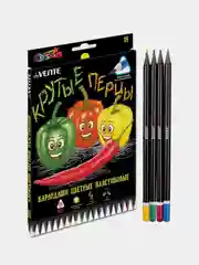 Карандаши цветные пластиковые "deVENTE. Juicy Black" 18 цветов, 2М