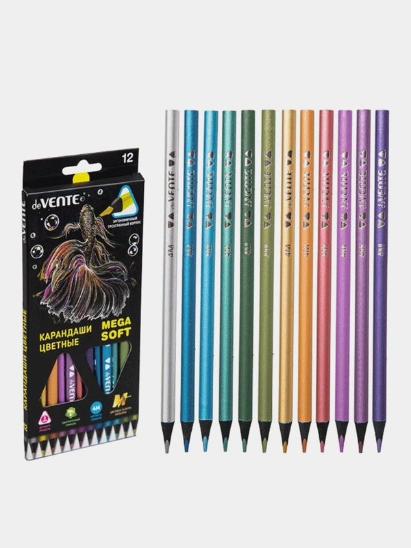 Карандаши цветные "deVENTE. Triolino Ultra 4М. Metallic" 12 цветов, 4М