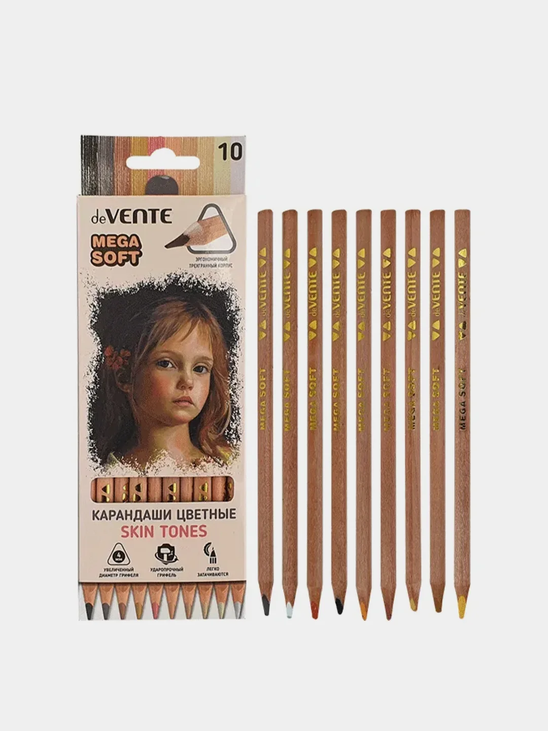 Карандаши цветные "deVENTE. Triolino Ultra 4М. Skin Tones" 10 цв