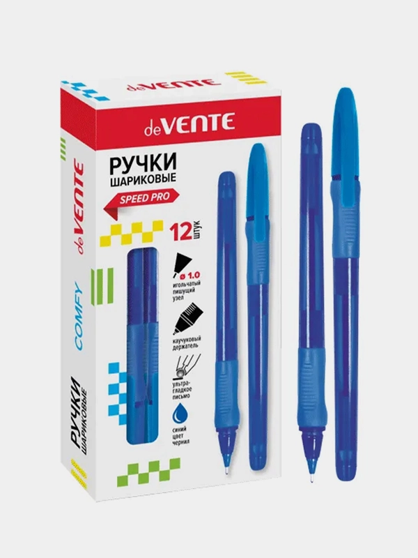 Ручка шариковая "deVENTE. Comfy" серия Speed Pro, d=1 мм,  синяя,12шт