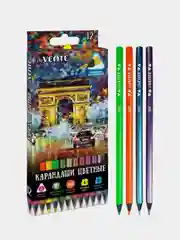 Карандаши цветные "deVENTE. Triolino Ultra 4М. Neon&Metallic" 12 цветов