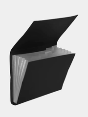 Папка с клапаном с 6-ю отделениями "deVENTE. Black" A4 (325x230x30 мм) 550 мкм, 1шт