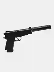 Черный детский пистолет C9+ игрушечный, с глушителем, металлический