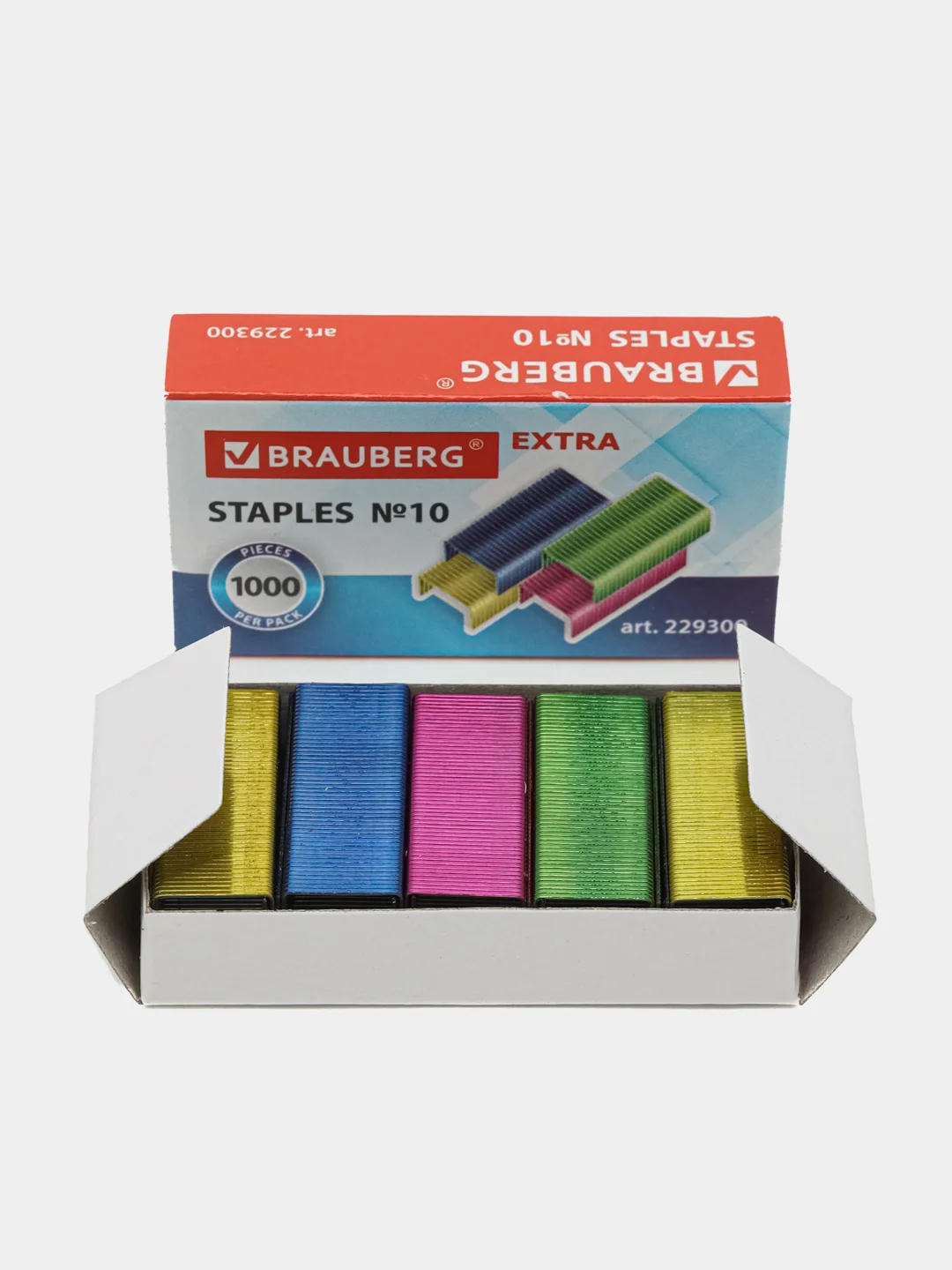 Скобы Brauberg Extra для степлера, цветные №10, 1000 штук, до 20 листов