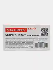 Скобы для степлера BRAUBERG EXTRA, цветные, №24/6, 1000 штук