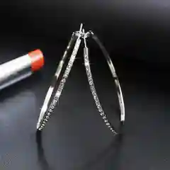 Серьги кольца женские, со стразами