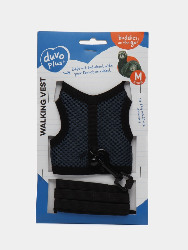 Шлейка для грызунов DUVO+ "Walking Vest", синяя, М