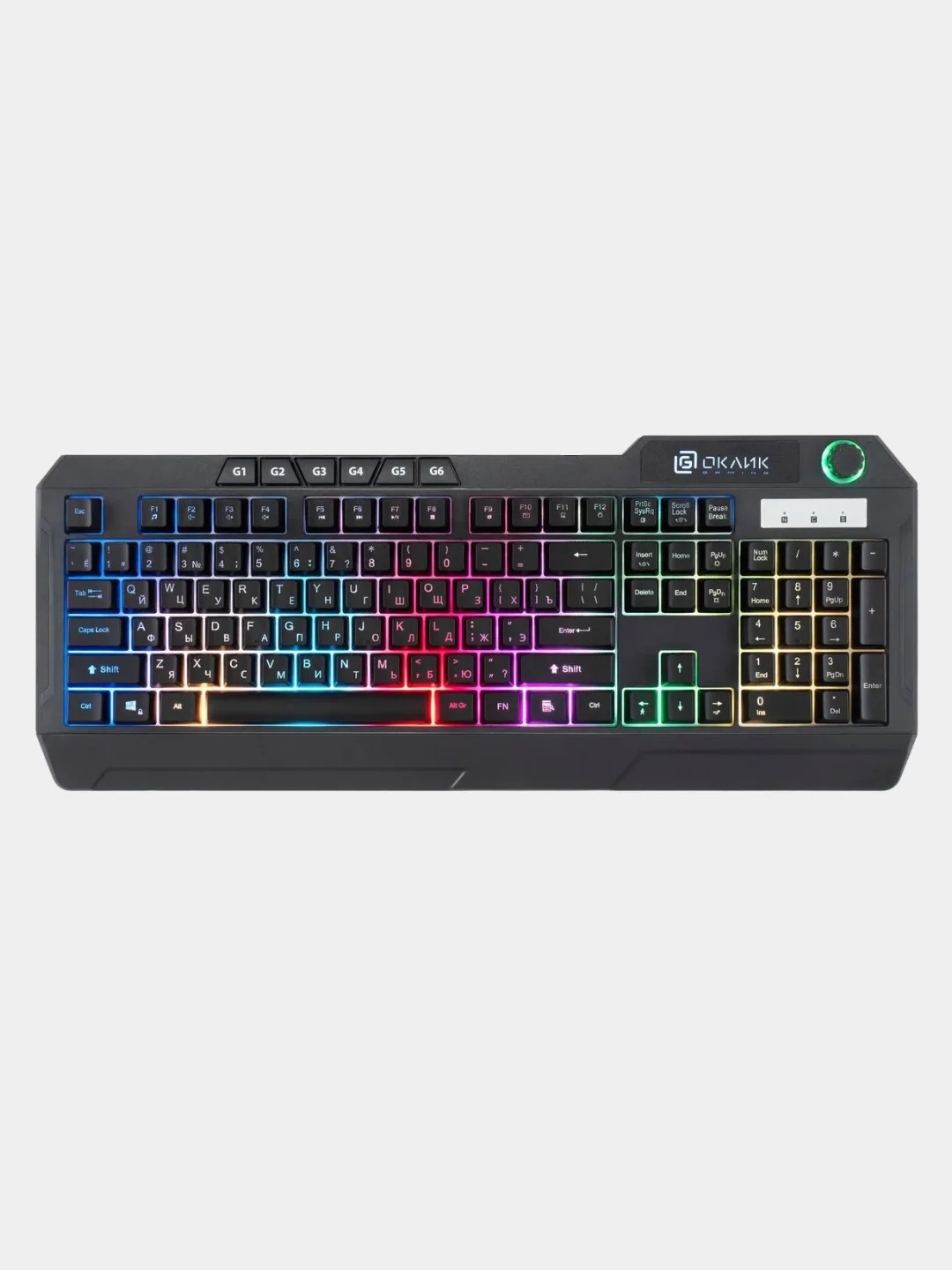 Черный клавиатура игровая Oklick 715G, USB, с подсветкой