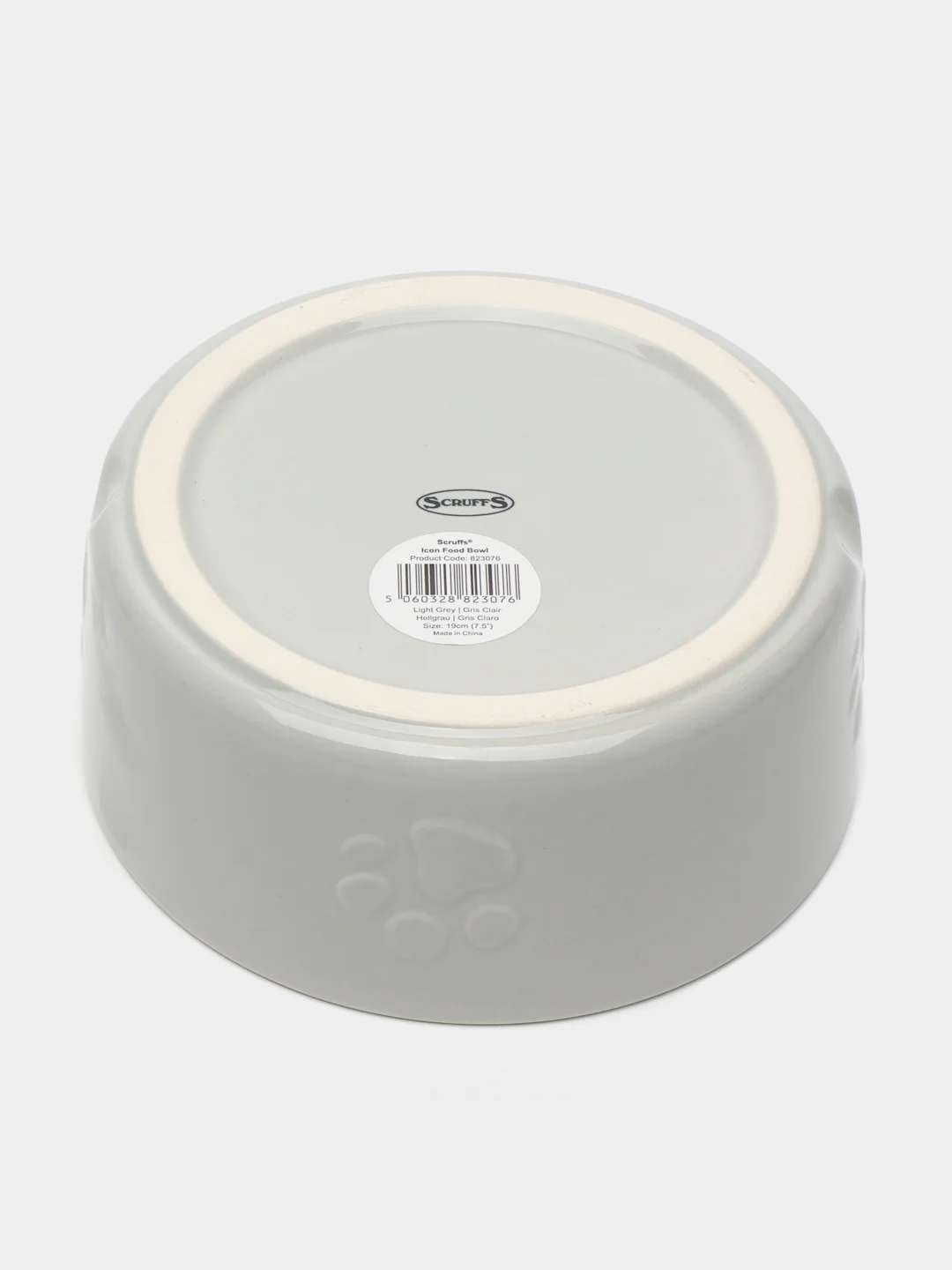 Миска керамическая для собак SCRUFFS "Icon Dog Food", светло-серая, 19 х 19 х 8 см, 1600 мл