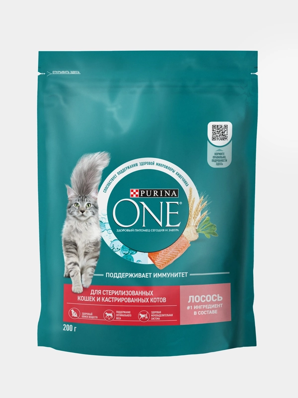 Сухой корм Purina One для стерилизованных кошек, с лососем и пшеницей, 200 г