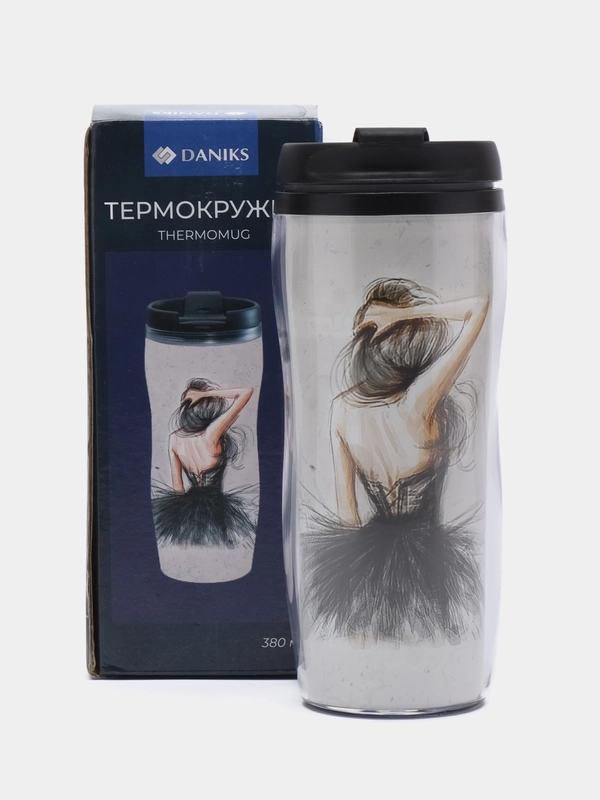Термокружка, нержавеющая сталь, пластик, 0.38 л, Daniks "Балерина" YYCF001-25