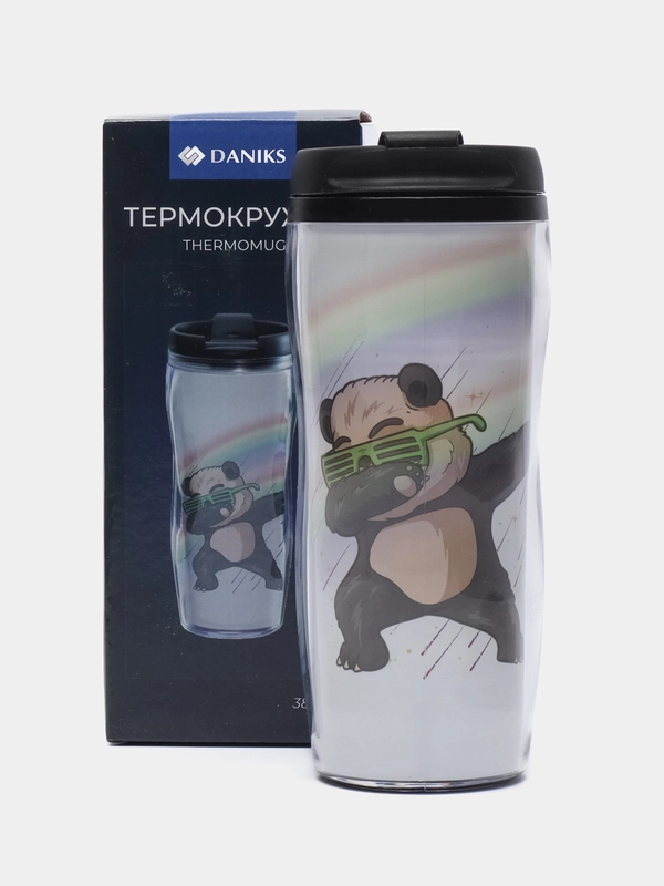 Термокружка, пластик, 0.38 л, Daniks, "Панда Изи", колба, YYCF001-19