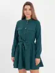 Зеленый платье женское, приталенное платье теплое, с длинными рукавами базовое