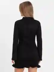 Черный женское платье с длинным рукавом, из экозамши, спандекс
