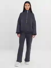 Угольный женский спортивный костюм, с флисом, на молнии