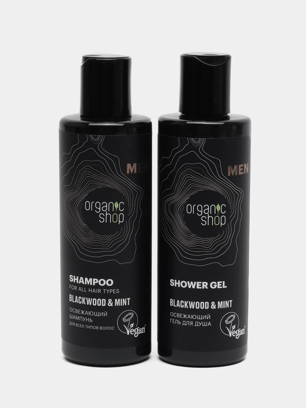 Набор для мужчин подарочный Blackwood & Mint бодрящий: шампунь и гель для душа